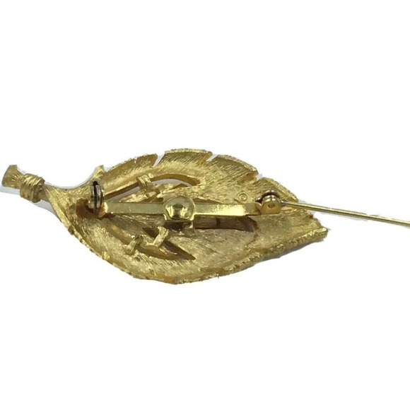 Jonette Jewelry Brooch Leaf Pave Rhinestones - Picture 4 of 7